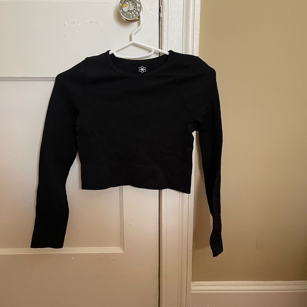 Aura Black Long Sleeve Crop Top